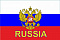 Флаг Российской Федерации с гербом и текстом Russia